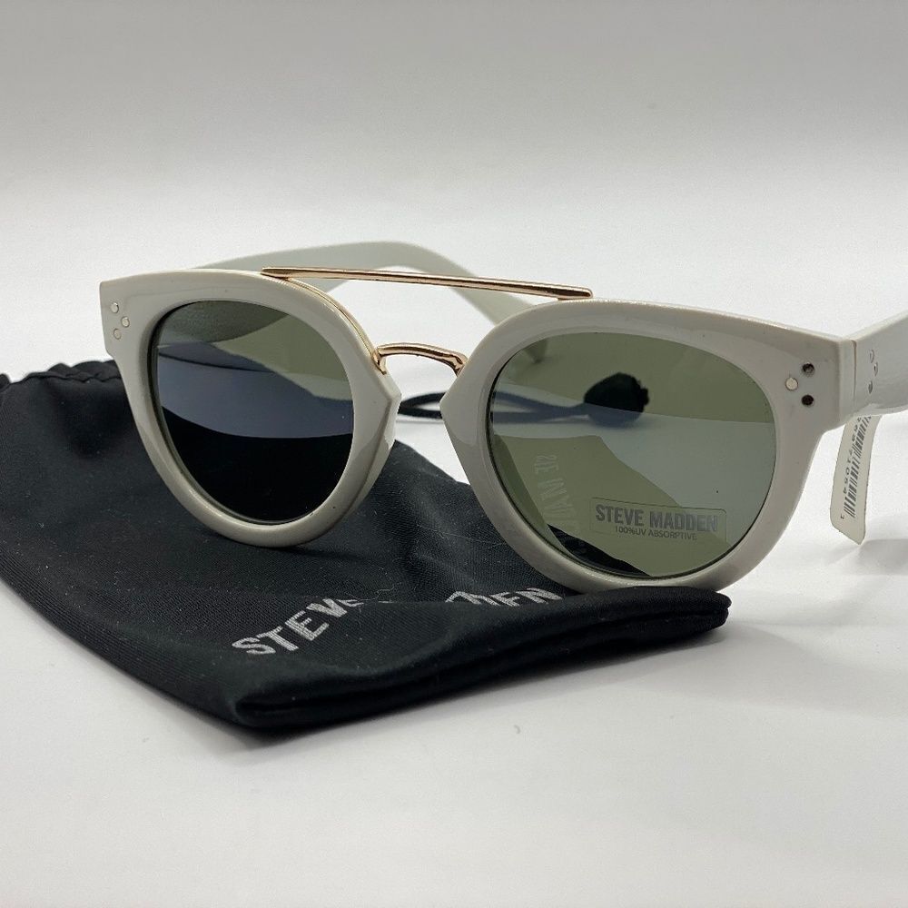 Steve Maddon White Retro Sunglasses NWT